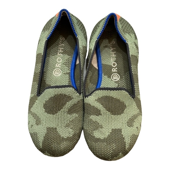 Rothys The Kids Loafer Classic Olive Camo Slip On Flats Shoes Size 12 - Picture 2 of 6